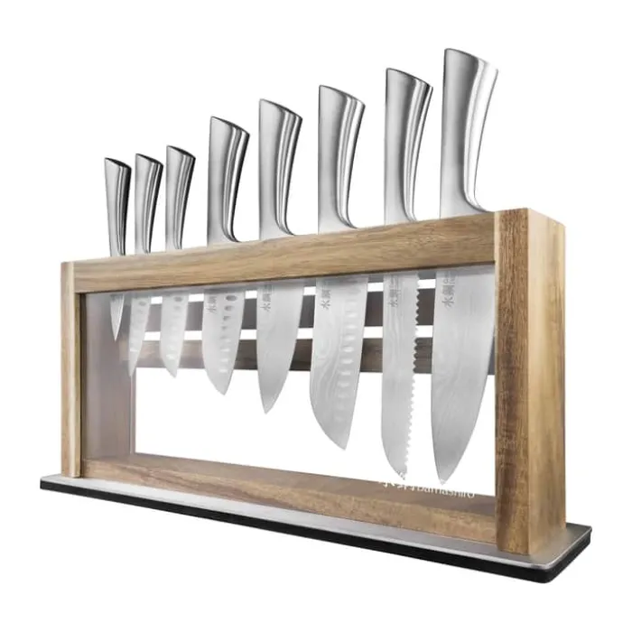 THE CUSTOM CHEF™ Damashiro Okada Knivblok - 9 dele B 9 x H 24,5 x L 42 cm - Japansk rustfrit stål