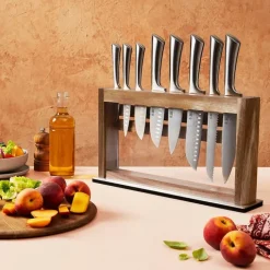 THE CUSTOM CHEF™ Damashiro Okada Knivblok - 9 dele B 9 x H 24,5 x L 42 cm - Japansk rustfrit stål