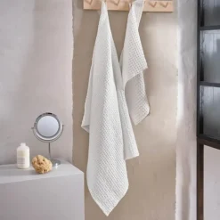 The Organic Company Big waffle Gavesæt - 2 dele B 100 x L 150 cm - Bomuld - Hvid