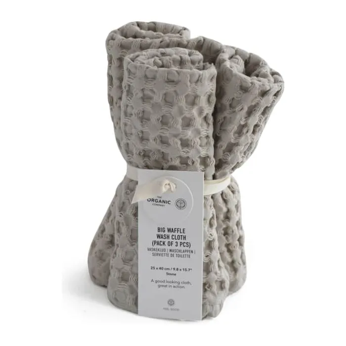The Organic Company Vaffel Vaskeklud - 3 stk. B 25 x L 40 cm - Økologisk bomuld - Beige