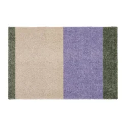Tica Copenhagen Stripes Horisontal Gulvmåtte B 40 x L 60 cm - Polyamid/vinyl - Lilla/ivory/grøn