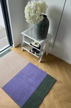 Tica Copenhagen Stripes Horisontal Gulvtæppe B 67 x L 120 cm - Polyamid/vinyl -Grøn/ivory/lilla