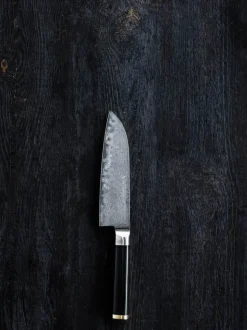 Timm Vladimir Kitchen Santokukniv L 18 cm -Damaskusstål/POM - Sort/messing