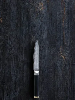 Timm Vladimir Kitchen Universalkniv L 15 cm -Damaskusstål/POM/messing - Sort
