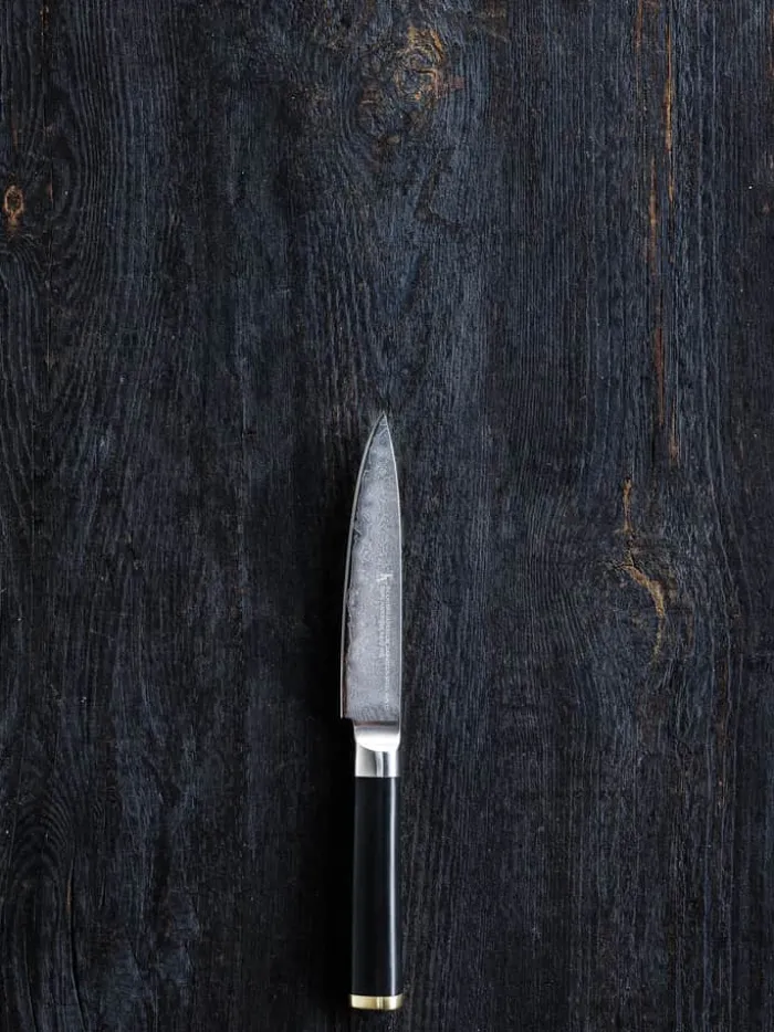 Timm Vladimir Kitchen Universalkniv L 15 cm -Damaskusstål/POM/messing - Sort