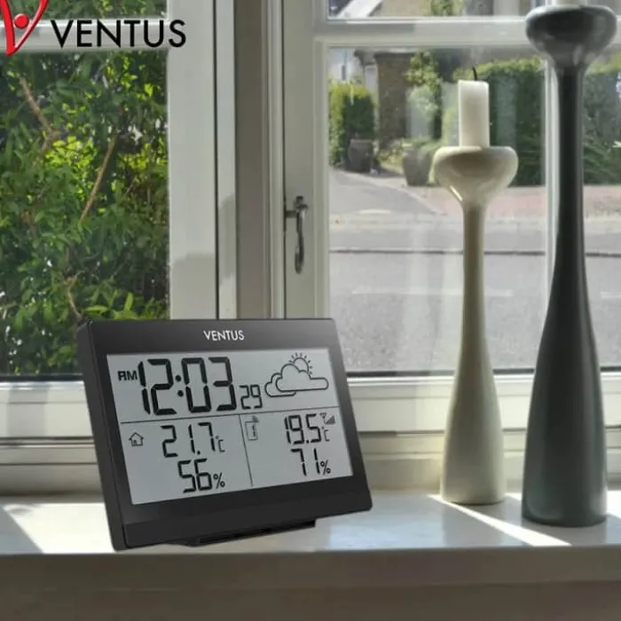 Ventus Vejrstation W220 H 10 x B 14 x D 4,7 cm - Plastik - Sort