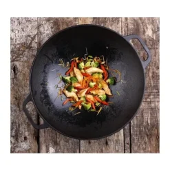 Victoria Forbehandlet Wok Ø 35,5 cm - Genbrugsstøbejern - Sort