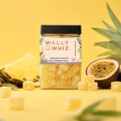 Wally and Whiz Vingummi - Ananas med passionsfrugt 240 gram - Sukkerfri - 1 bøtte