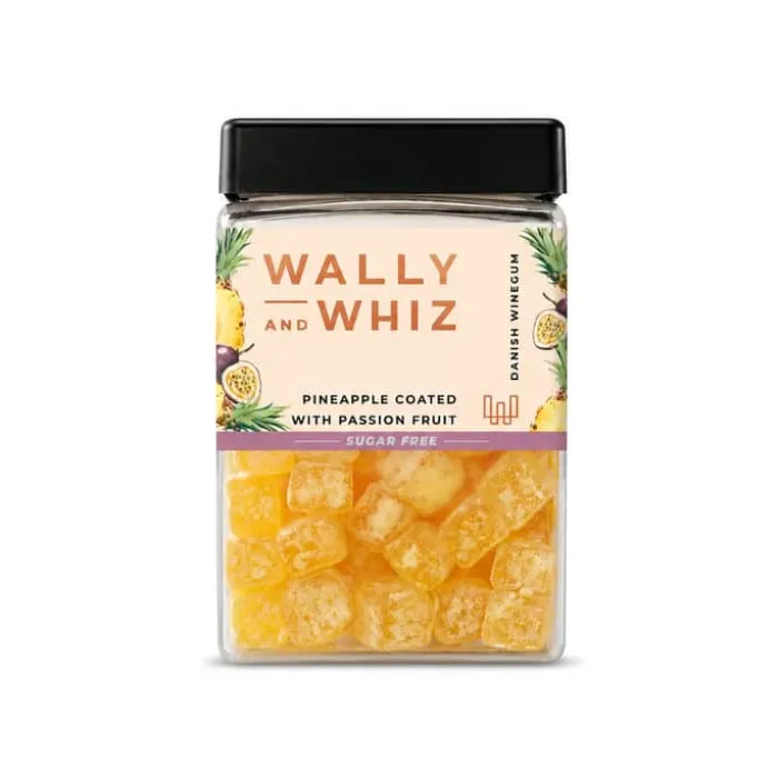 Wally and Whiz Vingummi - Ananas med passionsfrugt 240 gram - Sukkerfri - 1 bøtte