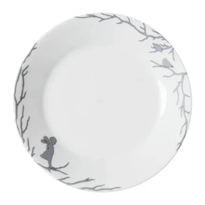 Wik & Walsøe Alv Tallerken Ø 21 cm - Porcelæn - Hvid/grå
