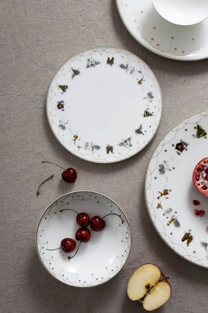 Wik & Walsøe Julemorgen Story Middagstallerken - 2 stk Ø 25 cm- Porcelæn - Multifarvet