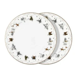 Wik & Walsøe Julemorgen Story Middagstallerken - 2 stk Ø 25 cm- Porcelæn - Multifarvet