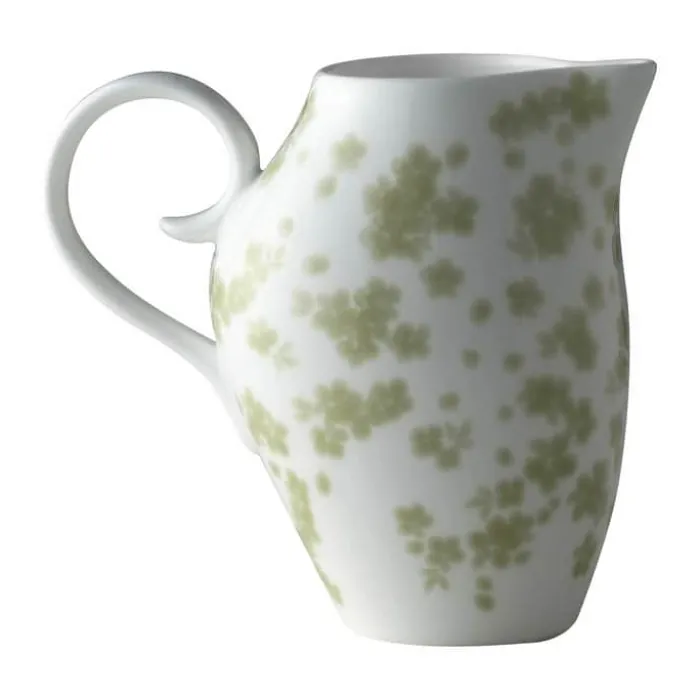 Wik & Walsøe Slåpeblom Kande 25 cl - Benporcelæn - Hvid/grøn