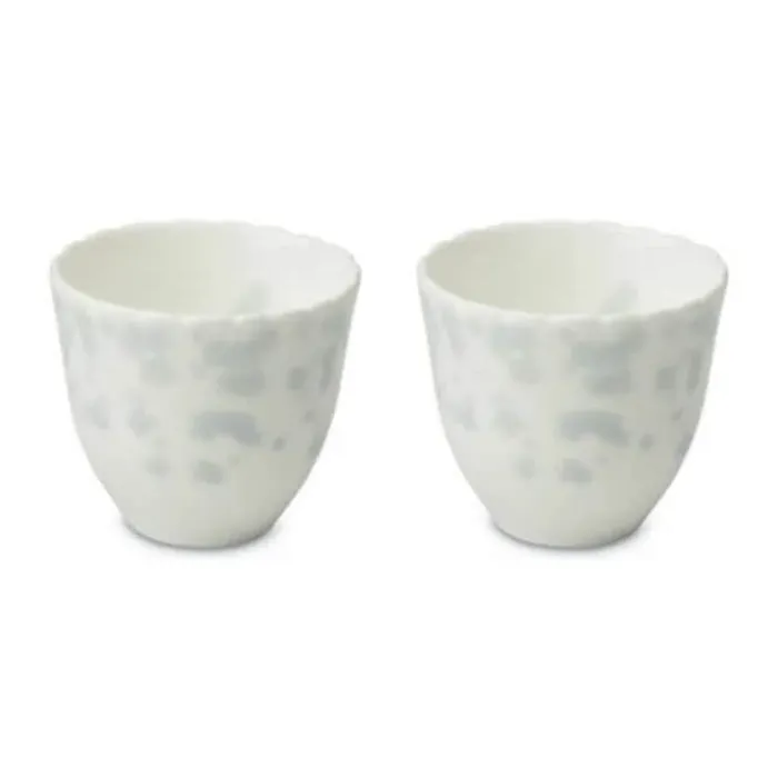 Wik & Walsøe Slåpeblom Kop - 2 stk. 20 cl - Benporcelæn - Hvid/blå