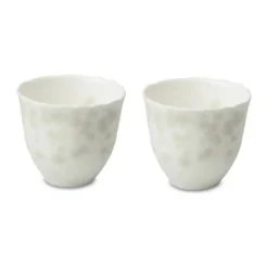 Wik & Walsøe Slåpeblom Kop - 2 stk. 20 cl - Benporcelæn - Hvid/grå