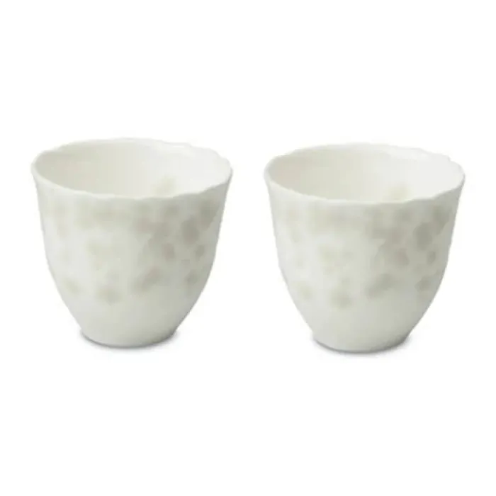 Wik & Walsøe Slåpeblom Kop - 2 stk. 20 cl - Benporcelæn - Hvid/grå