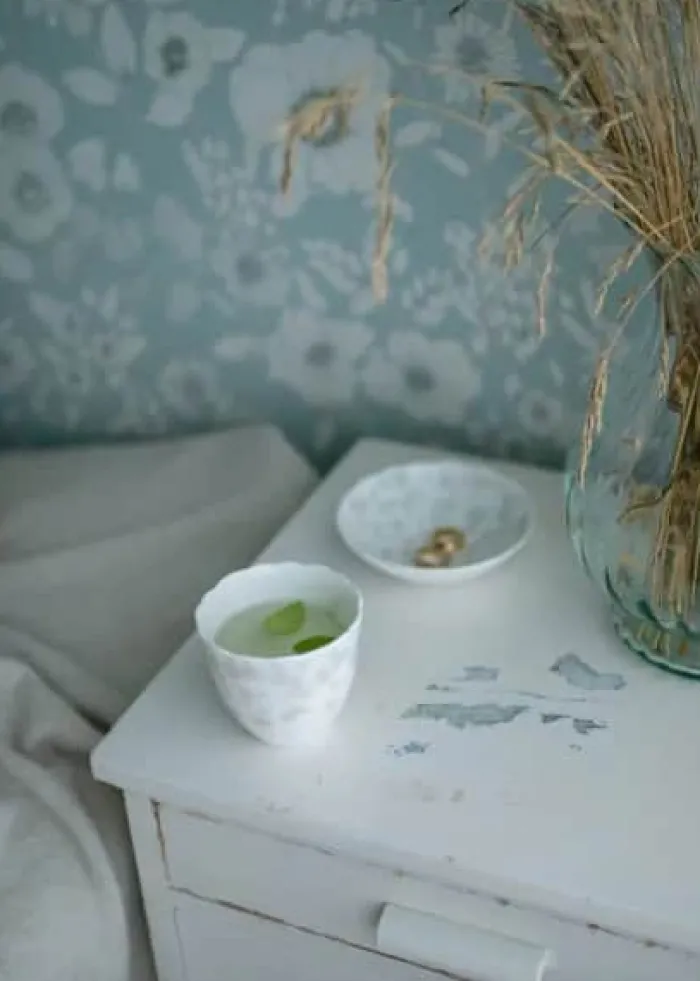 Wik & Walsøe Slåpeblom Kop - 2 stk. 20 cl - Benporcelæn - Hvid/grå