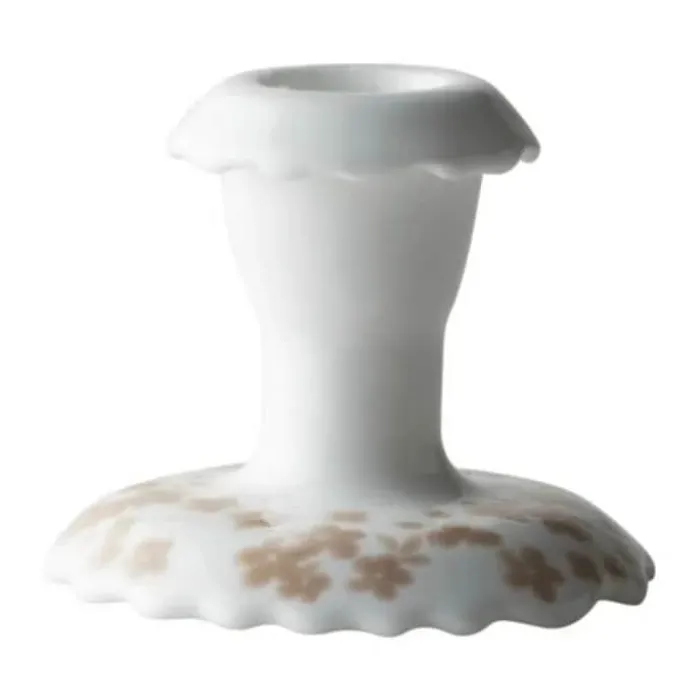 Wik & Walsøe Slåpeblom Lysestage H 5,5 cm - Benporcelæn - Hvid/rosa
