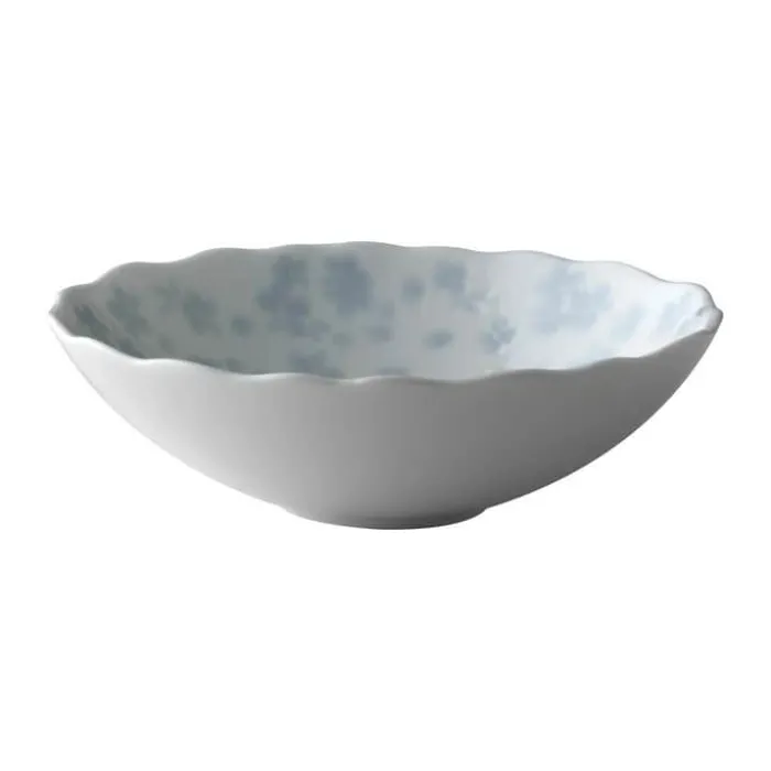 Wik & Walsøe Slåpeblom Skål Ø 12 cm - Benporcelæn - Hvid/blå