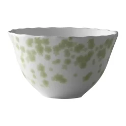 Wik & Walsøe Slåpeblom Skål Ø 14 cm - Benporcelæn - Hvid/grøn