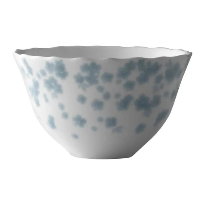 Wik & Walsøe Slåpeblom Skål Ø 14 cm - Benporcelæn - Hvid/blå