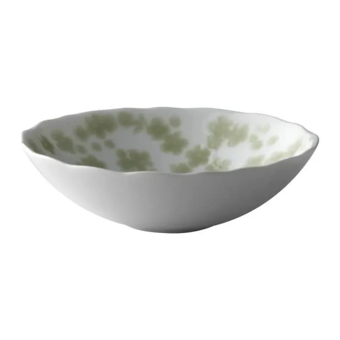 Wik & Walsøe Slåpeblom Skål Ø 12 cm - Benporcelæn - Hvid/grøn