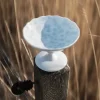 Wik & Walsøe Slåpeblom Skål Med fod Ø 12 cm - Benporcelæn - Hvid/blå