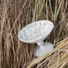 Wik & Walsøe Slåpeblom Skål Med fod Ø 12 cm - Benporcelæn - Hvid/grøn