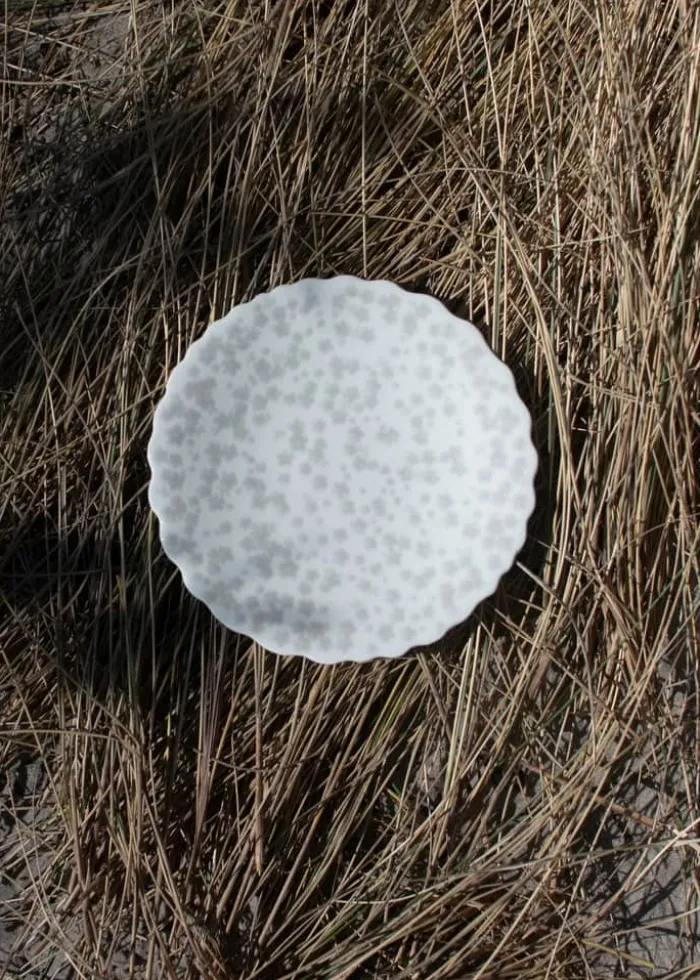 Wik & Walsøe Slåpeblom Tallerken Ø 21 cm - Benporcelæn - Hvid/varmgrå