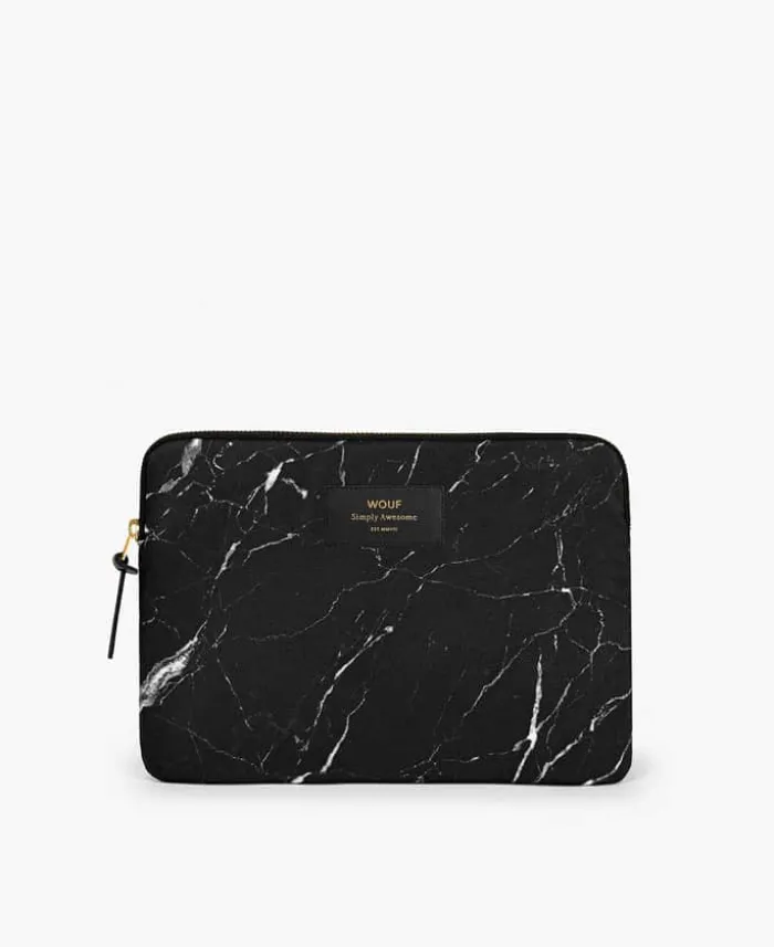 Wouf Black Marble iPad sleeve H 16,9 x 24 cm - Sort marmor