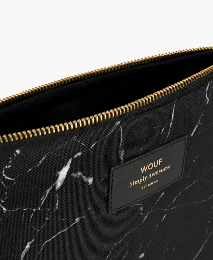 Wouf Black Marble iPad sleeve H 16,9 x 24 cm - Sort marmor