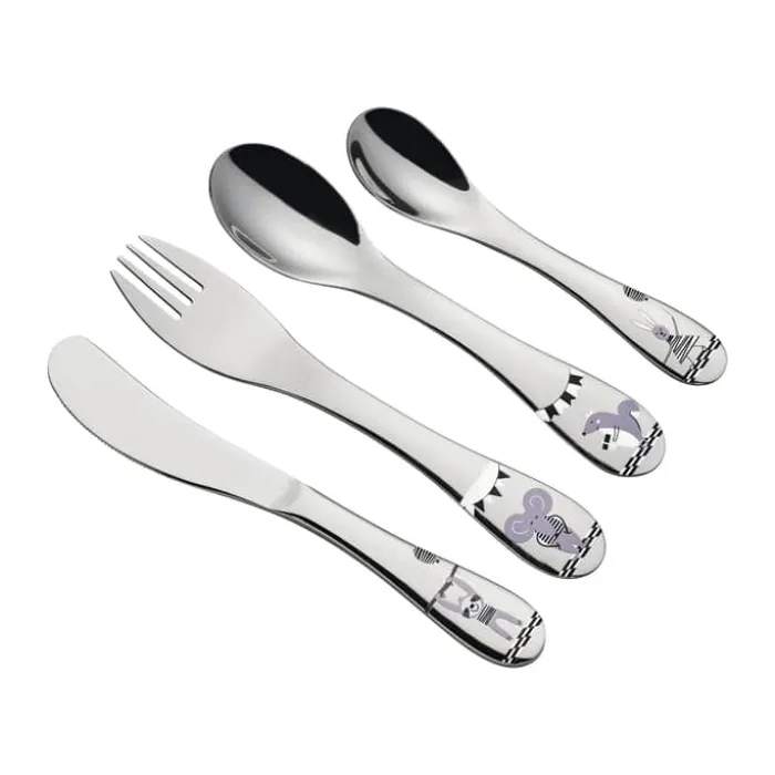 Zilverstad Børnebestik - 4 dele L 25 cm - Rustfrit stål - Multifarvet