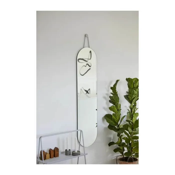 Zone A-Wall Vægspejl L 120 x B 30 cm - Metal/glas - Soft grey