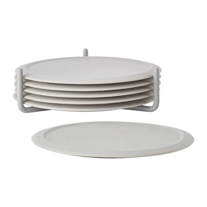 Zone Singles Glasbrikker - 6 stk. Ø 10 cm - Silikone/Metal - Warm grey