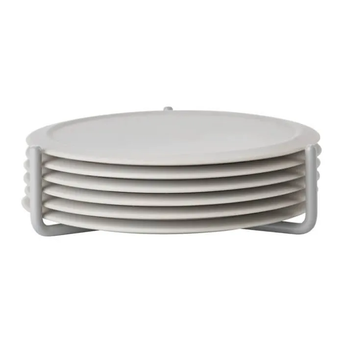 Zone Singles Glasbrikker - 6 stk. Ø 10 cm - Silikone/Metal - Warm grey