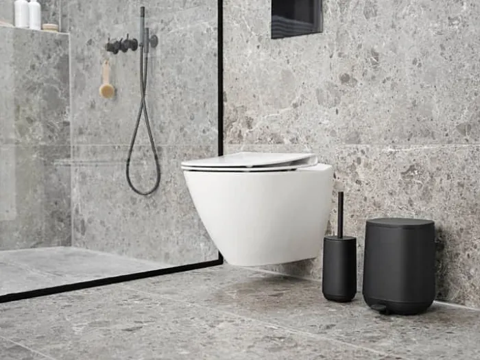 Zone Time Toiletbørste H 36 cm - Beton/ABS plastik - Sort